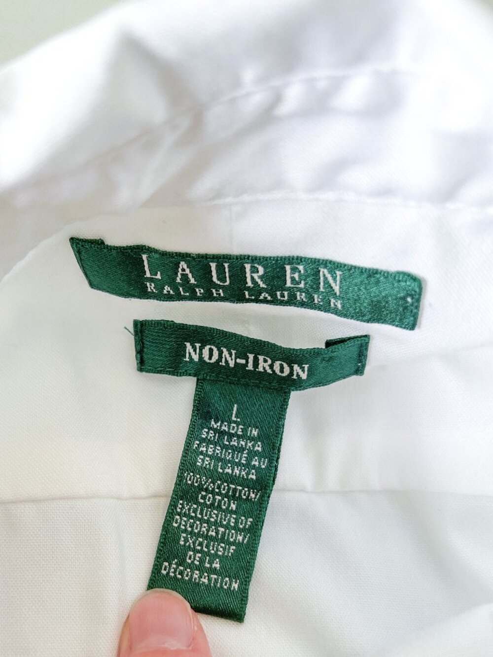 Lauren Ralph Lauren Fitted White Non-Iron Button Down Shirt Size Large - Picture 4 of 11